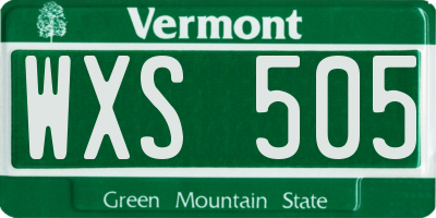 VT license plate WXS505