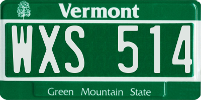 VT license plate WXS514