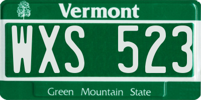 VT license plate WXS523