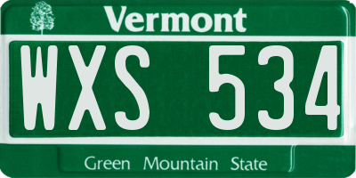 VT license plate WXS534