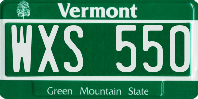 VT license plate WXS550