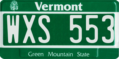 VT license plate WXS553