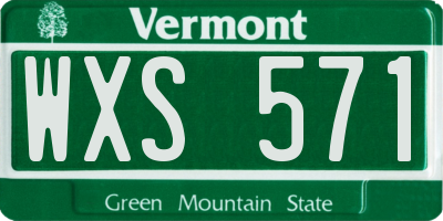 VT license plate WXS571