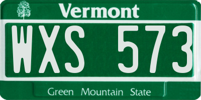 VT license plate WXS573