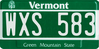 VT license plate WXS583