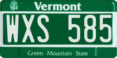 VT license plate WXS585