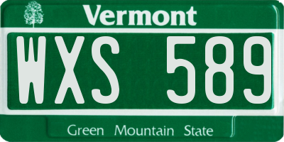 VT license plate WXS589