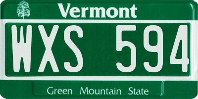 VT license plate WXS594
