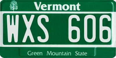 VT license plate WXS606
