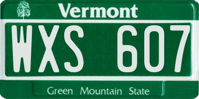 VT license plate WXS607