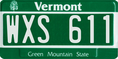 VT license plate WXS611