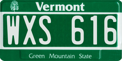 VT license plate WXS616
