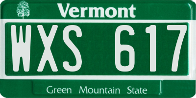 VT license plate WXS617