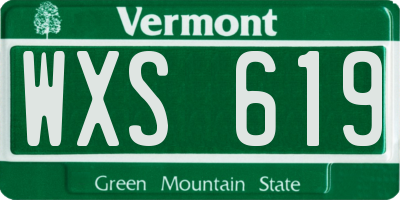 VT license plate WXS619