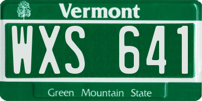 VT license plate WXS641