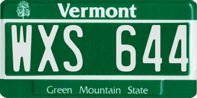 VT license plate WXS644