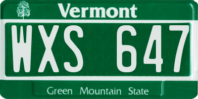 VT license plate WXS647