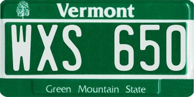 VT license plate WXS650