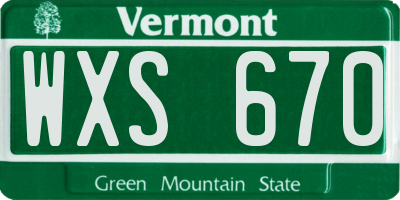 VT license plate WXS670