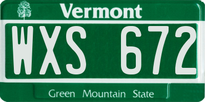 VT license plate WXS672