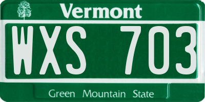 VT license plate WXS703