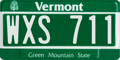 VT license plate WXS711
