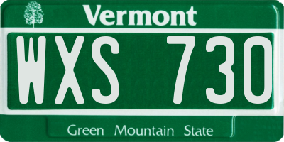 VT license plate WXS730