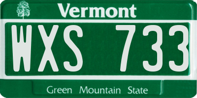VT license plate WXS733