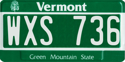VT license plate WXS736