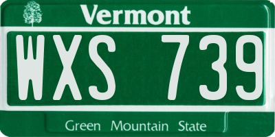 VT license plate WXS739