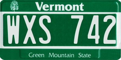VT license plate WXS742