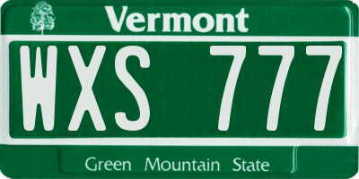VT license plate WXS777