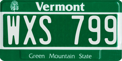 VT license plate WXS799