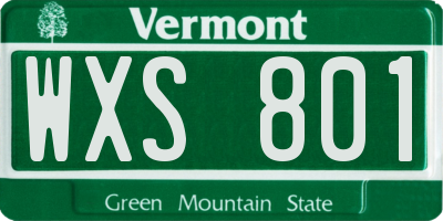 VT license plate WXS801