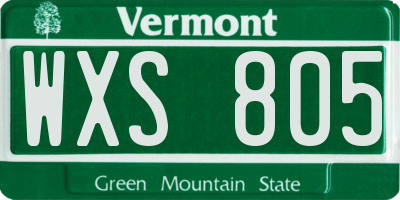 VT license plate WXS805