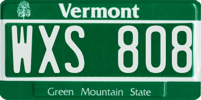 VT license plate WXS808