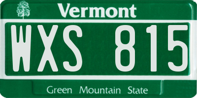 VT license plate WXS815