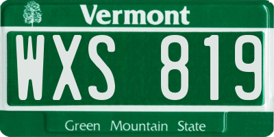 VT license plate WXS819
