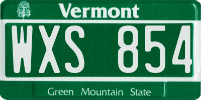 VT license plate WXS854