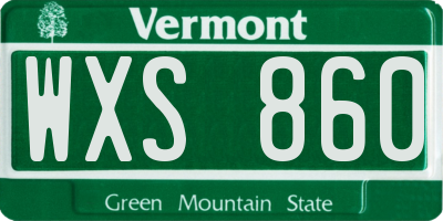 VT license plate WXS860