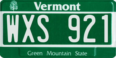 VT license plate WXS921