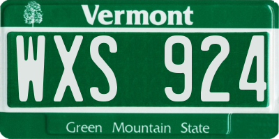 VT license plate WXS924