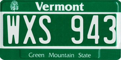 VT license plate WXS943