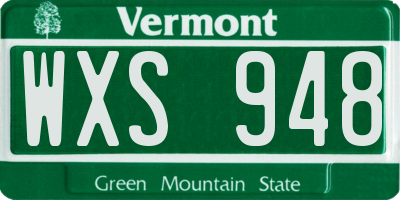 VT license plate WXS948