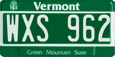 VT license plate WXS962