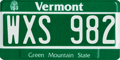 VT license plate WXS982