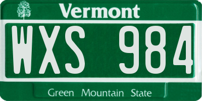 VT license plate WXS984