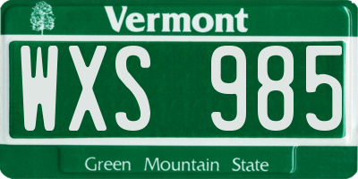 VT license plate WXS985