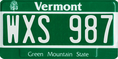 VT license plate WXS987