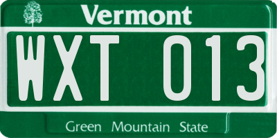 VT license plate WXT013